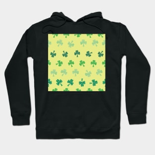 Rows of pattern filled Shamrocks, Saint Patricks Day on yellow Hoodie